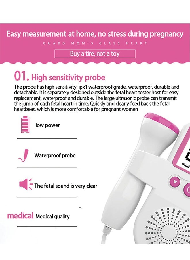 Generic - Fetal Heart Rate Detector, Portable Fetal Heart Rate Detector, Home Doppler Meter With LCD Display, For Monitoring Baby's Heartbeat At Home,blue - Image 1
