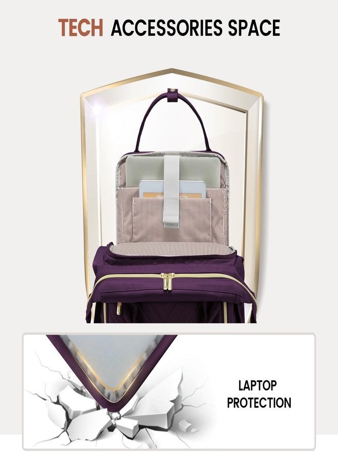 LOVEVOOK Laptop Backpack for Women Fashion Travel Bags Business Computer Purse Work Bag with USB Port, Dark Purple, 15.6-Inch, Work College Casual Business Travel - Image 4
