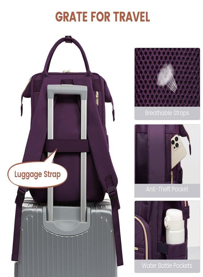 LOVEVOOK Laptop Backpack for Women Fashion Travel Bags Business Computer Purse Work Bag with USB Port, Dark Purple, 15.6-Inch, Work College Casual Business Travel - Image 5