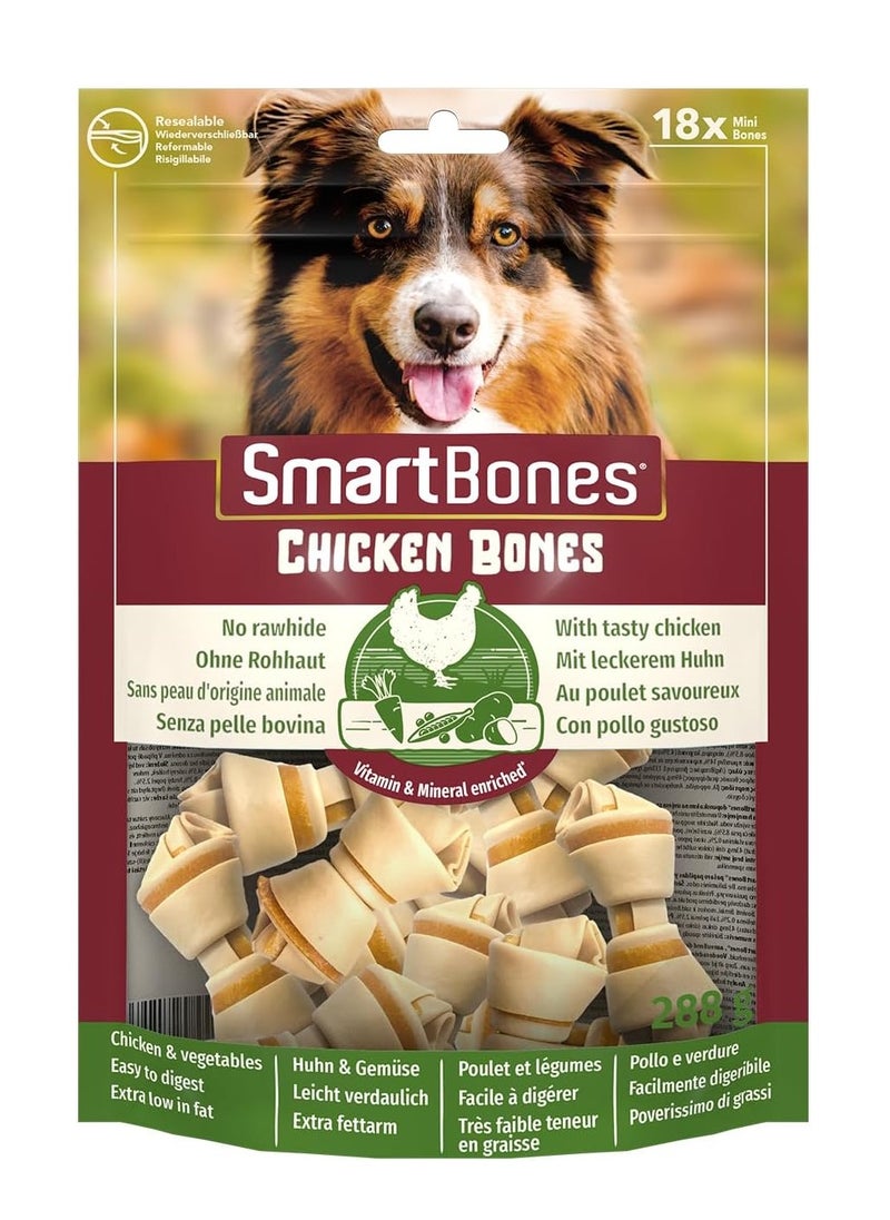 SmartBones - 18 Mini Chicken Bones Rawhide Free Chew Dog Treats - Image 1