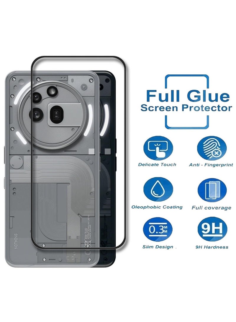 DUSALA Nothing Phone 3a Pro Screen Protector Full Glue Bubble Free Anti-Scratch Anti-Fingerprint 9H Hardness 3D Curved Edge Tempered Glass Screen Protector for Nothing Phone 3a Pro 5D Black Glas - Image 3