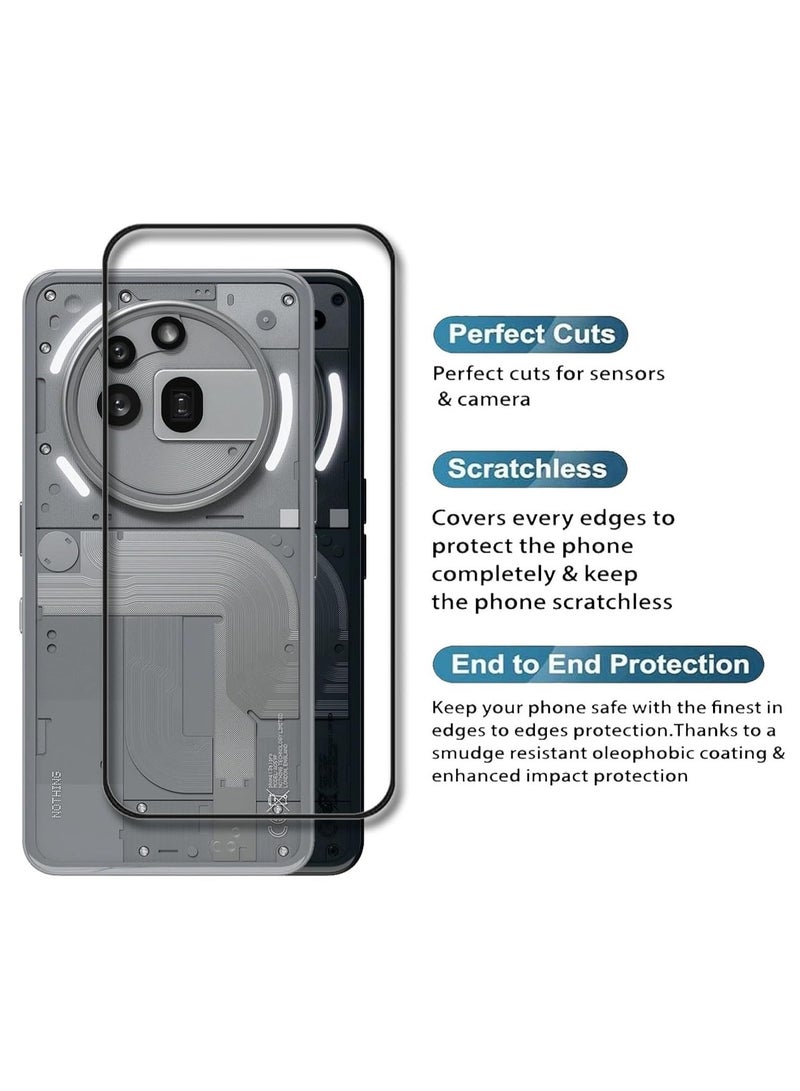 DUSALA Nothing Phone 3a Pro Screen Protector Full Glue Bubble Free Anti-Scratch Anti-Fingerprint 9H Hardness 3D Curved Edge Tempered Glass Screen Protector for Nothing Phone 3a Pro 5D Black Glas - Image 4