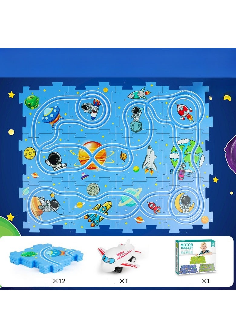 Train  Play Set, Plastic Puzzles for Kids Ages 3-5 with Vehicles, Electric Trolley Puzzle, Car Tracks for Toddlers, Toys Gifts for 2 3 4 5 6 Year Old Boys Girls - Image 4