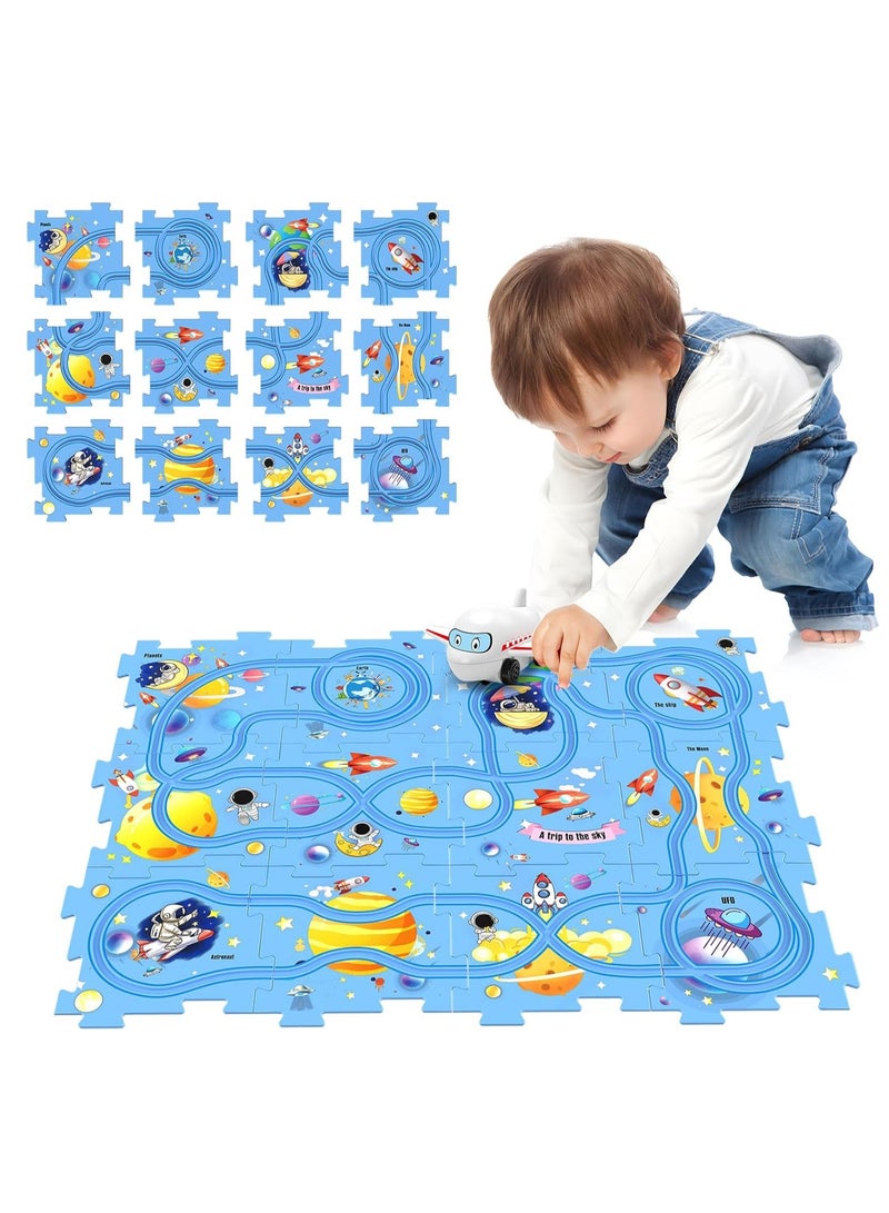 Train  Play Set, Plastic Puzzles for Kids Ages 3-5 with Vehicles, Electric Trolley Puzzle, Car Tracks for Toddlers, Toys Gifts for 2 3 4 5 6 Year Old Boys Girls - Image 2