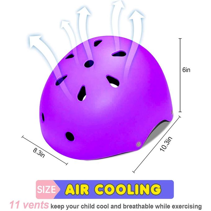 TCCVANAS Kids Bike Helmet Set, CPSC Certified with Knee Pads Elbow Pads Wrist Guards,Adjustable Helmet for Ages 5-8-12-15 Toddler Kids&Youth,Bicycle Skateboarding Helmet Scooter Roller Skate(Purple) - Image 3