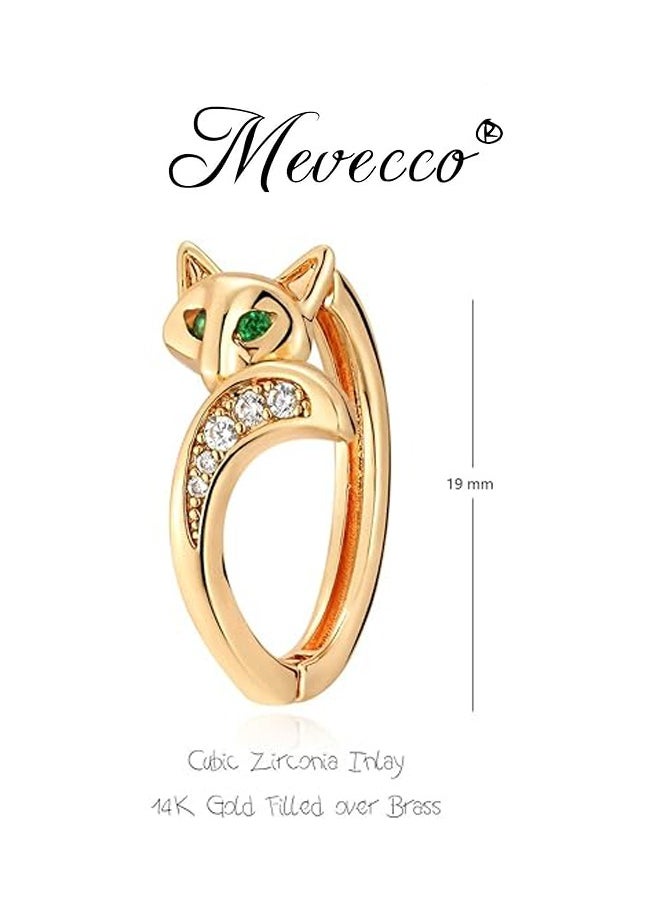 Mevecco Women Huggie Hoop Earrings Gold Ear Stud Cuff 14K Gold Filled Small Boho Beach Simple Delicate Handmade Hypoallergenic Jewelry Gift  - Image 4