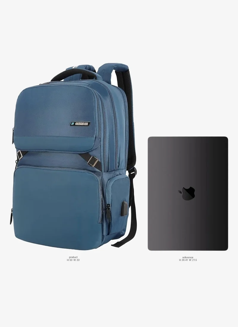 American Tourister  Segno 2.0 Detachable Laptop Backpack, 31L Capacity, Polyester, Navy|Fits 15.6" Laptop|Antimicrobial Treated Lining|Tractum Suspension|USB Port|Ergo Back & Shoulder|Detachable Shoulder Strap|Bottle Holder - 1 Year International Warranty  | Best Price UAE
