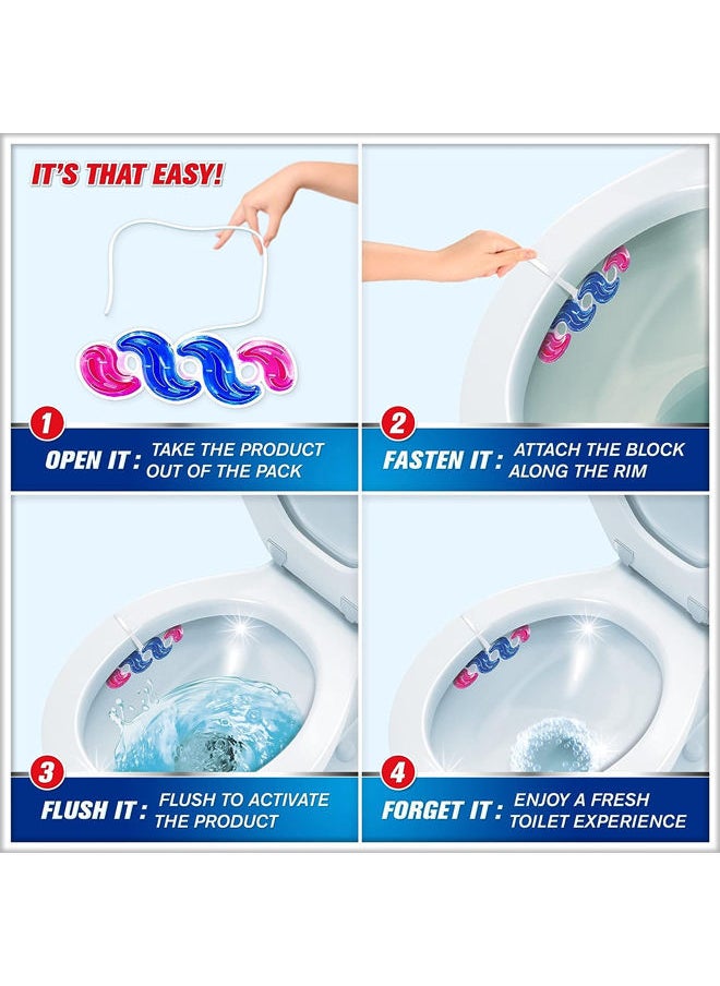 Harpic 6 Actions Active Blue Water Toilet Cleaner Rim Block - Floral Burst 35g  - Image 4