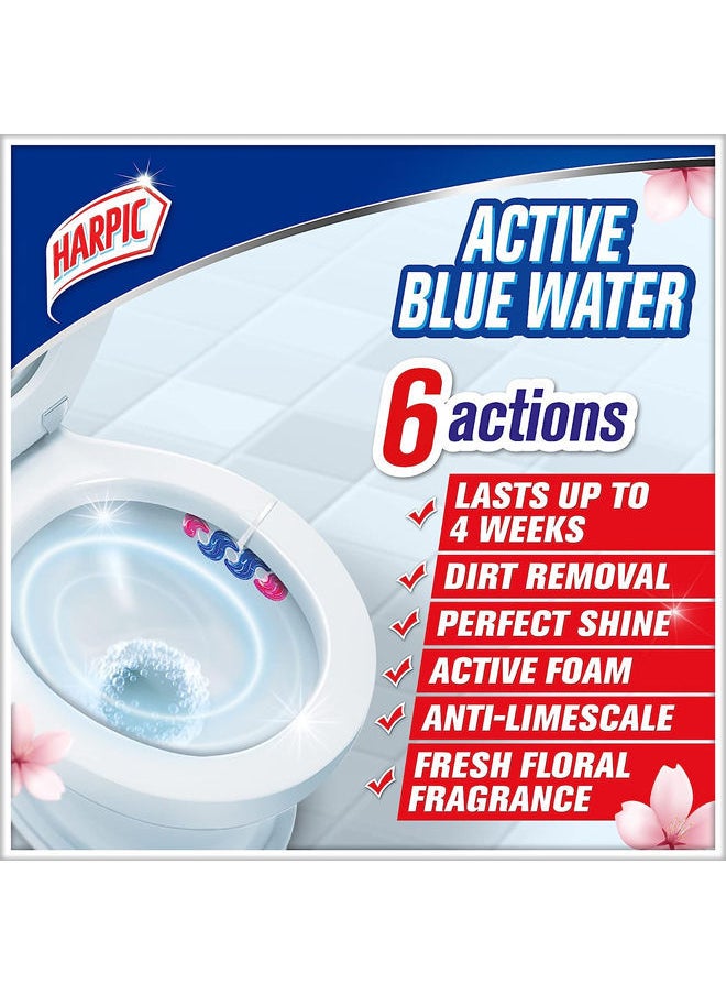 Harpic 6 Actions Active Blue Water Toilet Cleaner Rim Block - Floral Burst 35g  - Image 3