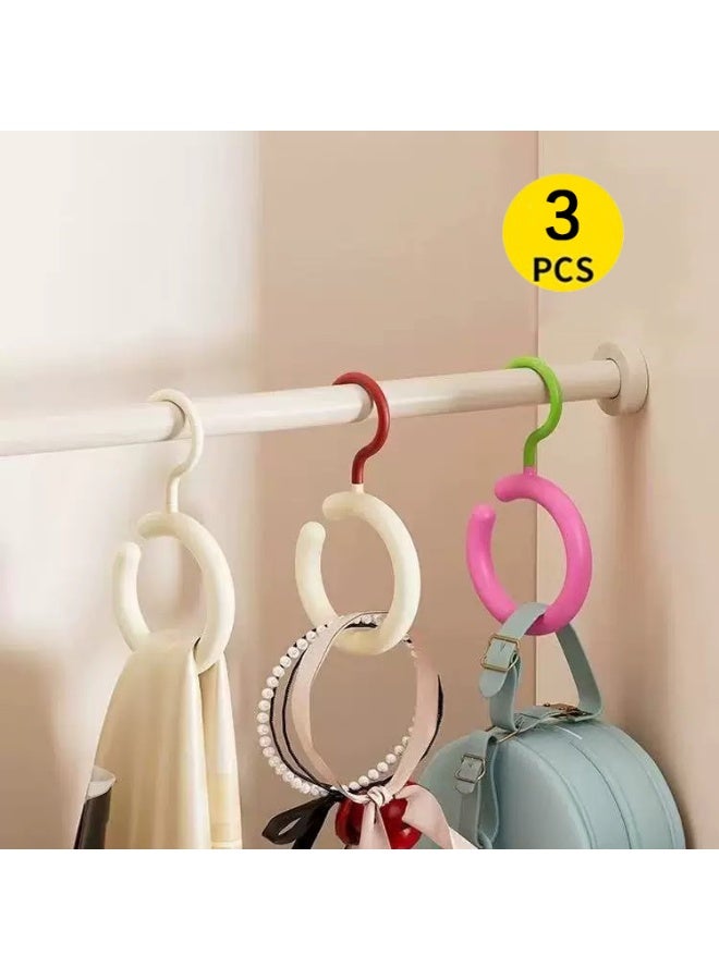Sunspire 3 Pack Round Storage Rack, Robe, Scarf, Tie, Belt, Socks, Organizer for Home Bedroom, Bathroom, Living Room, Balcony  - Image 2