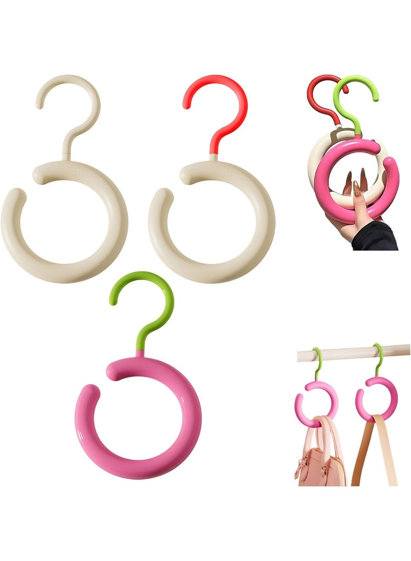 Sunspire 3 Pieces Dopamine Rotatable Multi-Purpose Hook, Round Wardrobe Hanger for Scarf Lace-Up Belt Wallet and Handbag Storage Without Punching Holes - Image 1