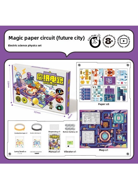 Ko Duck Will Bright And Vibrate 3D City Scene DIY Magic Paper Circuit Science Experiment Educational Toys-Specification:Magic Paper Circuit (future City) Upgraded Version