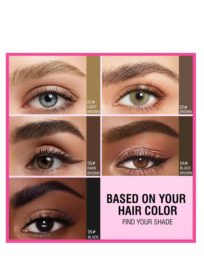 كيو اي سي قلم الحواجب ، قلم الحواجب 2 في 1 ثنائي الأطراف Microblading قلم الحواجب مع طرف شوكة دقيقة وفرشاة دقيقة تجعد حواجب طبيعية تشبه الشعر ، تدوم طوال اليوم (أسود بني) - Image 5