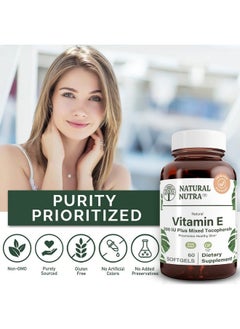 Natural Nutra Dalpha Tocopherol Vitamin E 200 Iu Supplement For Skin Hair And Nails Promotes Heart Health Face Elasticity And Scar Repair Gluten Free 60 Softgels  - Image 5