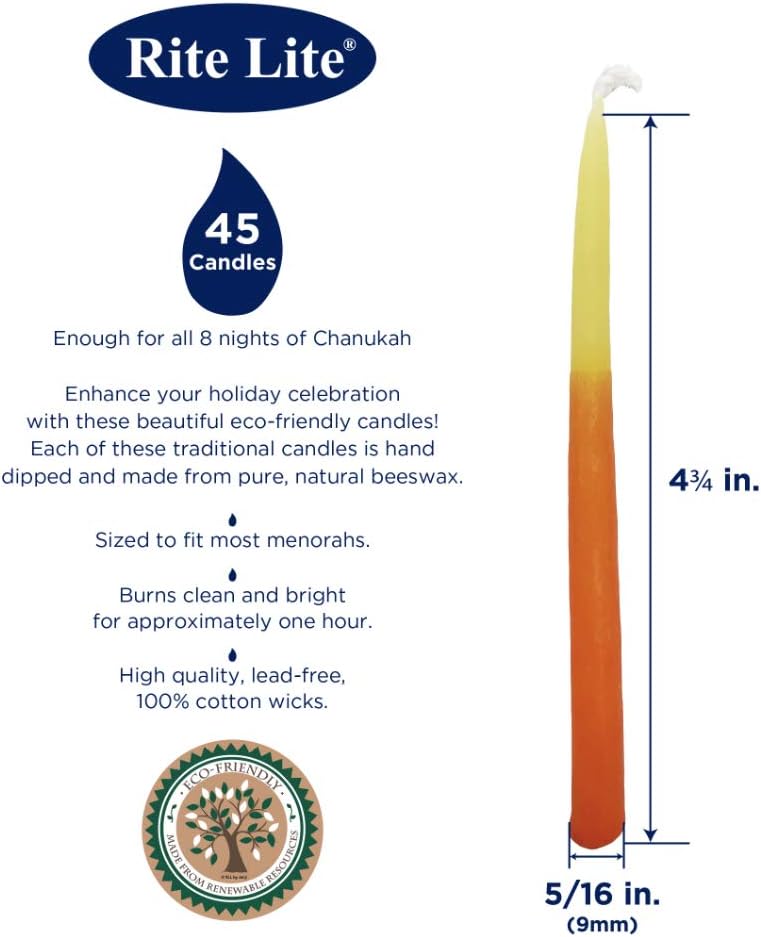 Rite Lite Premium Dripless Multicolor Hanukkah Candles - Colorful Bulk Pack of 45 - Decorative & Fits Most Menorahs Jewish Holiday Party Favors Accessories Decorations for All 8 Nights of Chanukah - Image 2