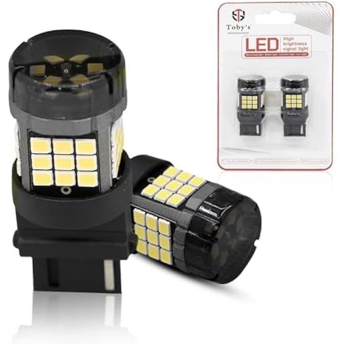 توبيز مصباح ليد أبيض T20 7440 2835 42Smd فائق السطوع 12 فولت بديل أبيض لمبات رقاقة 2835 خالية من الأخطاء في Canbus لضوء الفرامل الاحتياطي للرجوع للخلف عبوة من قطعتين - Image 1