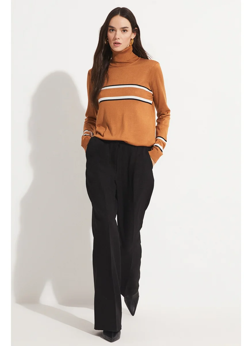 JUNE Exclusive Stripe Detailed Turtleneck Knitwear Sweater