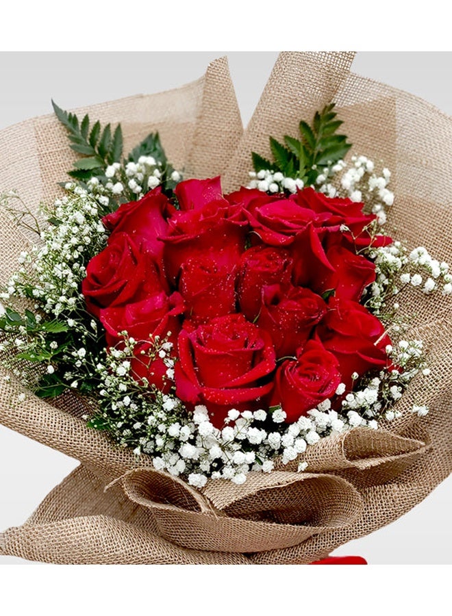 Carmel Flowers Red Roses In Jute Wrapping - Image 2