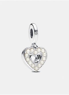 Pearlescent White Heart Double Dangle Charm