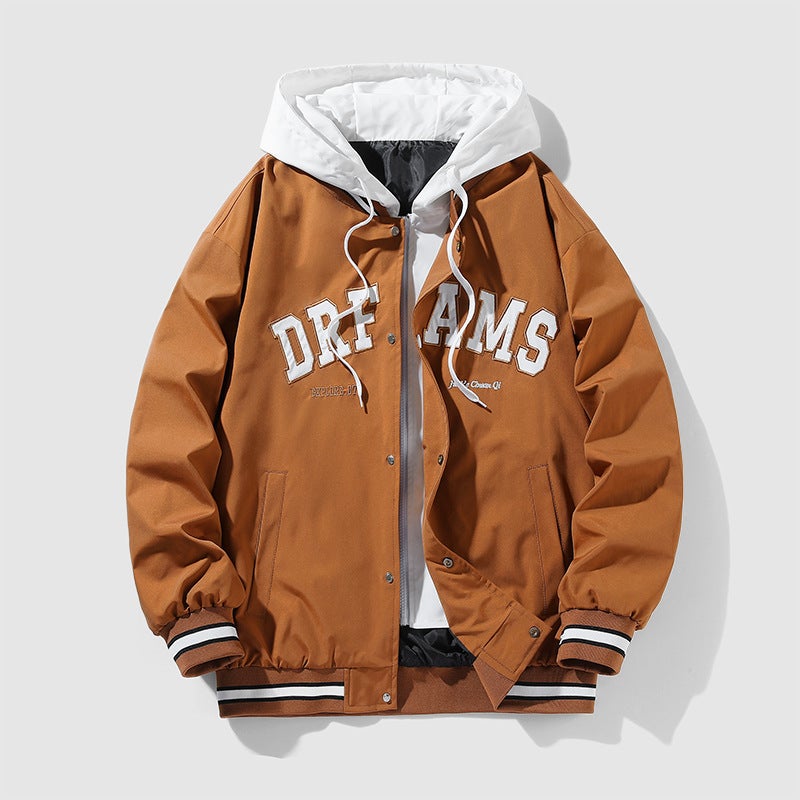 Cross-border Autumn and Winter New Fashion Brand Jacket Mens Fashion Korean Style Loose plus size cotton and thickening Hooded Fake Two-piece Jacket Black - Image 3