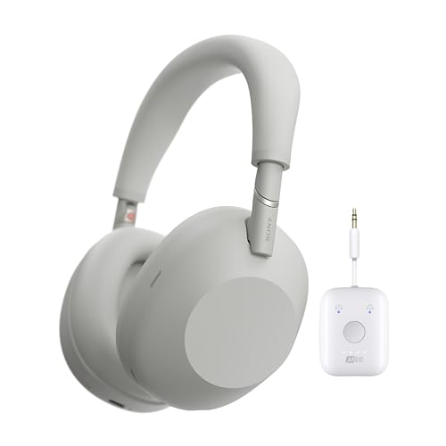 SONY WH-1000XM6 Wireless Noise-Canceling Headphones with QN3 Processor (Silver) Bundle with Connect Air in-Flight Bluetooth Wireless Audio Transmitter (2 Items). - Image 1