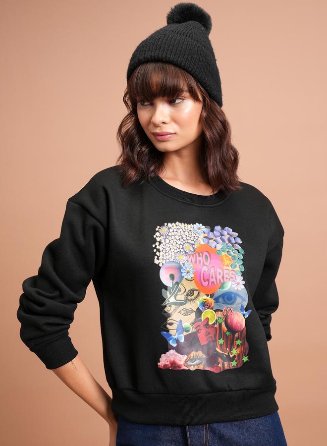 Tokyo Talkies Graphic Print Dropped Shoulder Boxy Sweatshirt - Image 1
