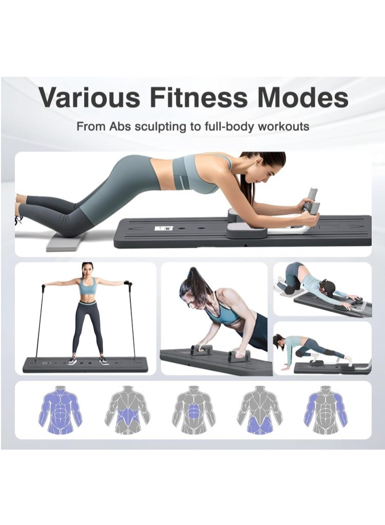 الخدمة الشاقة 5 في 1 لوح بيلاتيس قابل للطي مدرب بطني لأعلى للألعاب الرياضية المنزلية تدريب بدني كامل - Image 3