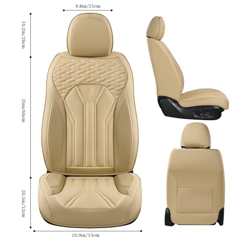 FLORICH Leather Seat Covers, Seat Covers Full Set, Car Seat Protectors 5 Seats, Automotive Seat Covers Fit for Most Cars Trucks-Beige - Image 3