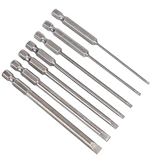 Rocaris 7 Pack Flat Head Slotted Tip Screwdriver Bit Set 100mm/4 inch Long Magnetic - 1/4 Inch Hex Shank - Image 2
