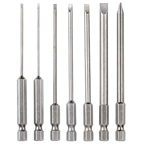 Rocaris 7 Pack Flat Head Slotted Tip Screwdriver Bit Set 100mm/4 inch Long Magnetic - 1/4 Inch Hex Shank - Image 1