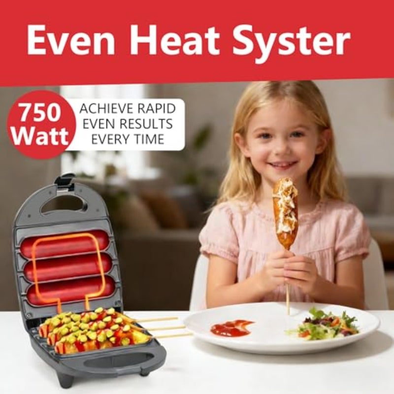 Electric Corn Dog Maker for Restaurant Store: Aluminum Alloy Body, Black Finish, Double-sided Heating with Non-stick Coating and Intelligent Temperature Control - Image 4