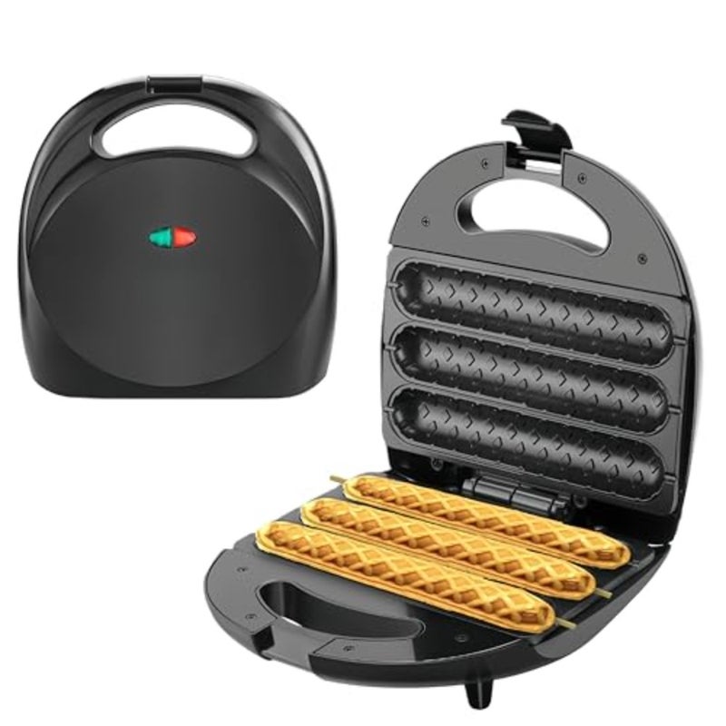 Electric Corn Dog Maker for Restaurant Store: Aluminum Alloy Body, Black Finish, Double-sided Heating with Non-stick Coating and Intelligent Temperature Control - Image 1