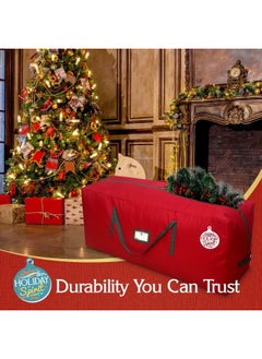Generic Holiday Spirit  Tree Storage Bag - Heavy-Duty Tree Bag with Durable Reinforced Handles  Zipper Waterproof Storage Bag Protects from Moisture  Dust Fits a 7.5FT Tree Red  - Image 4