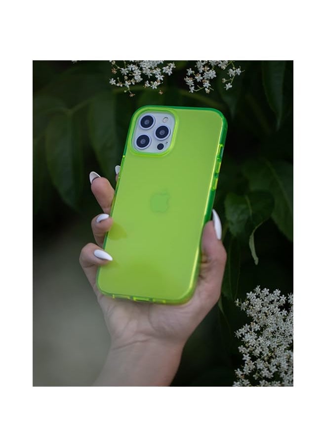 Felony Case - iPhone 13 Pro Max Neon Yellow Clear Protective Case, TPU and Polycarbonate Shock-Absorbing Bright Cover - Crack Proof with a Gloss Finish - Wireless Charging Compatible