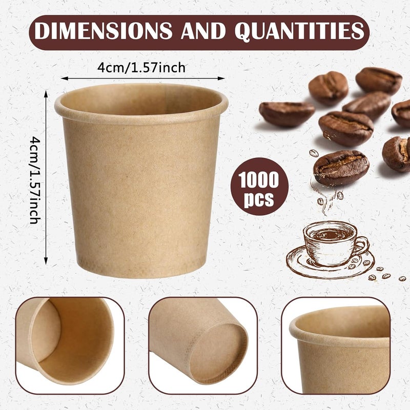 Jingmore 1000 Pcs 1 oz Mini Coffee Cups Disposable Espresso Paper Cups Bathroom Mouthwash Mugs Disposable Mugs for Travel Picnic Barbecue Party (Kraft) - Image 2