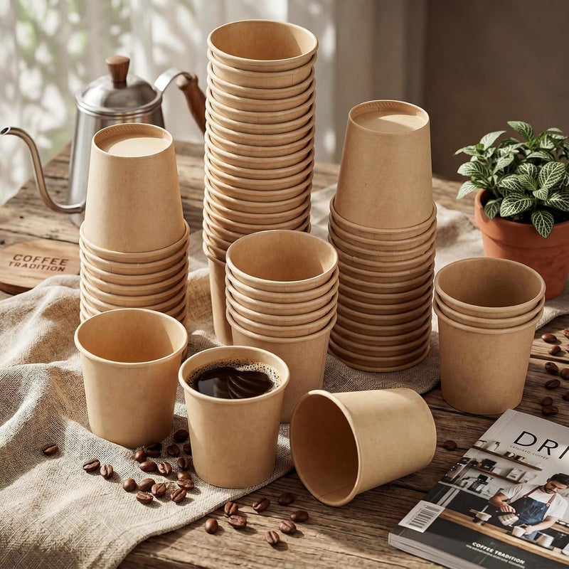 Jingmore 1000 Pcs 1 oz Mini Coffee Cups Disposable Espresso Paper Cups Bathroom Mouthwash Mugs Disposable Mugs for Travel Picnic Barbecue Party (Kraft) - Image 3