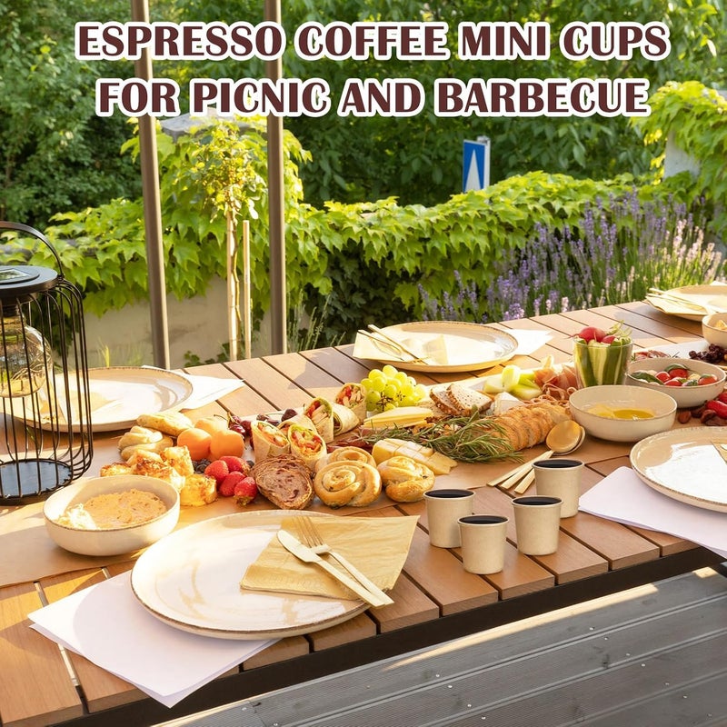 Jingmore 1000 Pcs 1 oz Mini Coffee Cups Disposable Espresso Paper Cups Bathroom Mouthwash Mugs Disposable Mugs for Travel Picnic Barbecue Party (Kraft) - Image 5