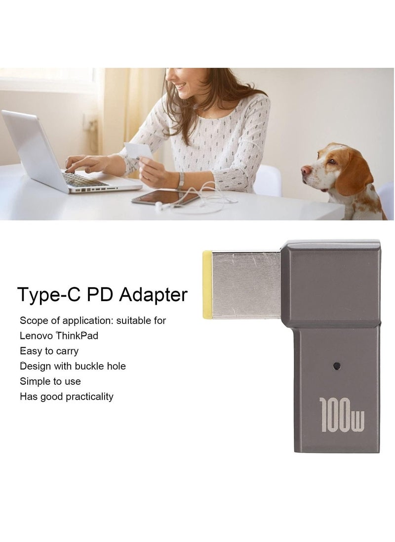 SYOSI - USB C to Slim Tip Adapter Portable 100W 5A PD Fast Charging Converter Adapter Trigger Converter Zinc Alloy Right Angle L Shape USB Type C PD Adapter Compatible with Lenovo Yoga ThinkPad Series - Image 1