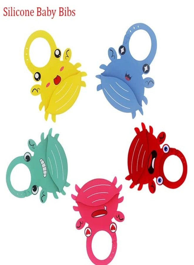 RIANZ Silicone Crab Baby Bibs, Waterproof Baby Drool Bibs with Wide Pocket BPA-Free Easily Wipe Clean Cute Cartoon Design for Unisex Infant Babies Toddlers (6 to 48 Months) (Green) - Image 2