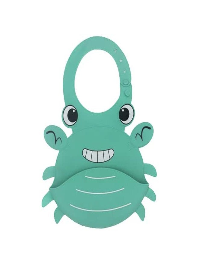 RIANZ Silicone Crab Baby Bibs, Waterproof Baby Drool Bibs with Wide Pocket BPA-Free Easily Wipe Clean Cute Cartoon Design for Unisex Infant Babies Toddlers (6 to 48 Months) (Green) - Image 1