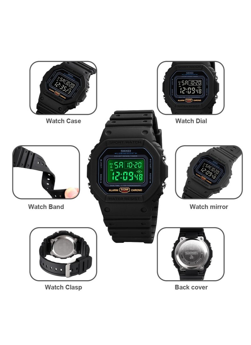 SKMEI - Watches for Men Fashion Sports Water Resistant Watch Black 1628 - Image 1