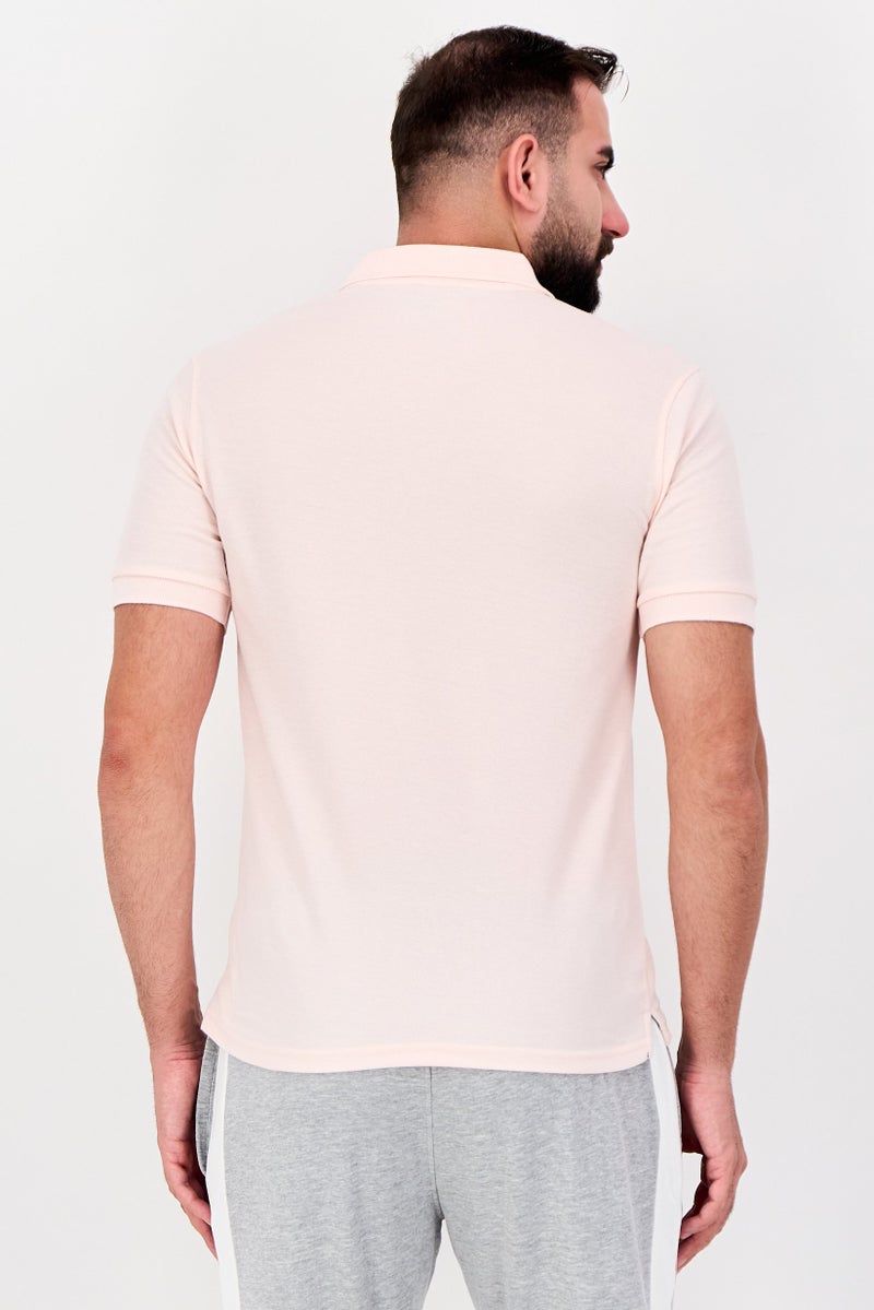 Reebok Men Sportswear Fit Short Sleeve Outdoor Polo Shirt, Pink - Image 3