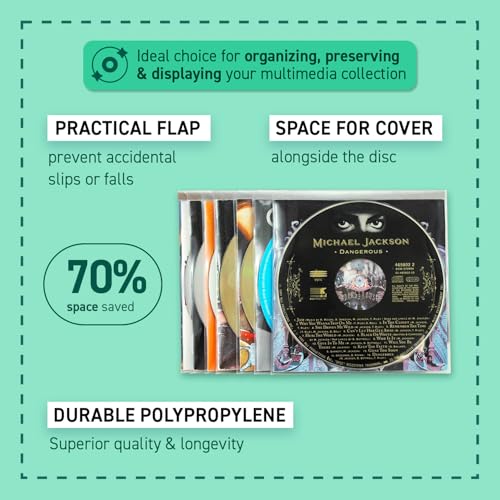 Tarifold DJOIS CD Protective Sleeves - 120 Micron Orange Peel Polypropylene - 100 Unit Capacity - Closing Flap - Space-Saving Design - Durable - Made in Denmark - Image 3