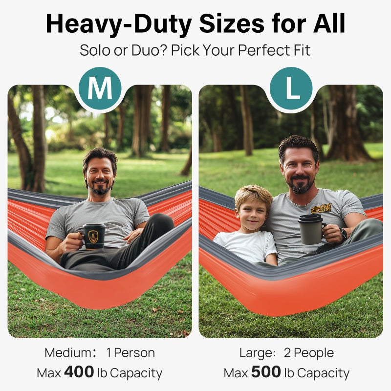 Kootek Camping Hammock 500 lbs Capacity, Portable Hammocks with Tree Straps & Attached Carry Bag, Camping Essentials Gear, Perfect for Outside Indoor Hiking Beach Backpack Travel - Image 2