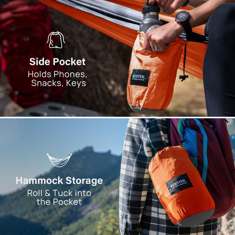 Kootek Camping Hammock 500 lbs Capacity, Portable Hammocks with Tree Straps & Attached Carry Bag, Camping Essentials Gear, Perfect for Outside Indoor Hiking Beach Backpack Travel - Image 4