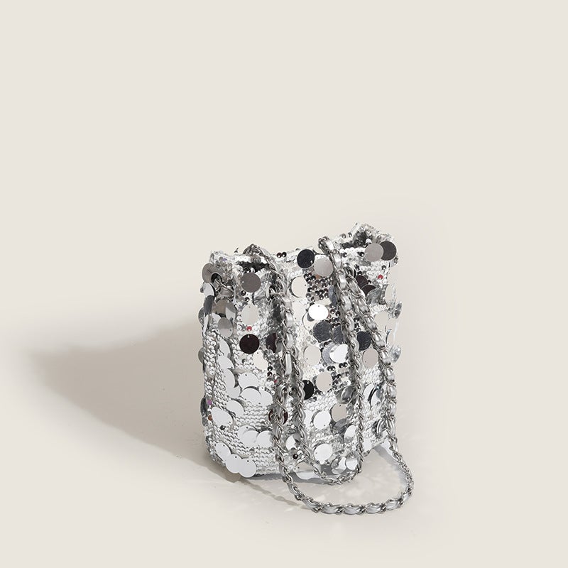 Sequin Bucket Bag Chain Underarm Bag For Women Fashion Trendy High-End Single Shoulder Commuter Bag - Image 5