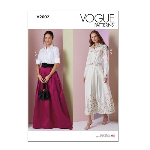 Vogue نمط خياطة فستان مكون من قطعتين للنساء من فوغ V2007B5، رمز التصميم V2007، المقاسات 8-10-12-14-16، متعدد الألوان - Image 1