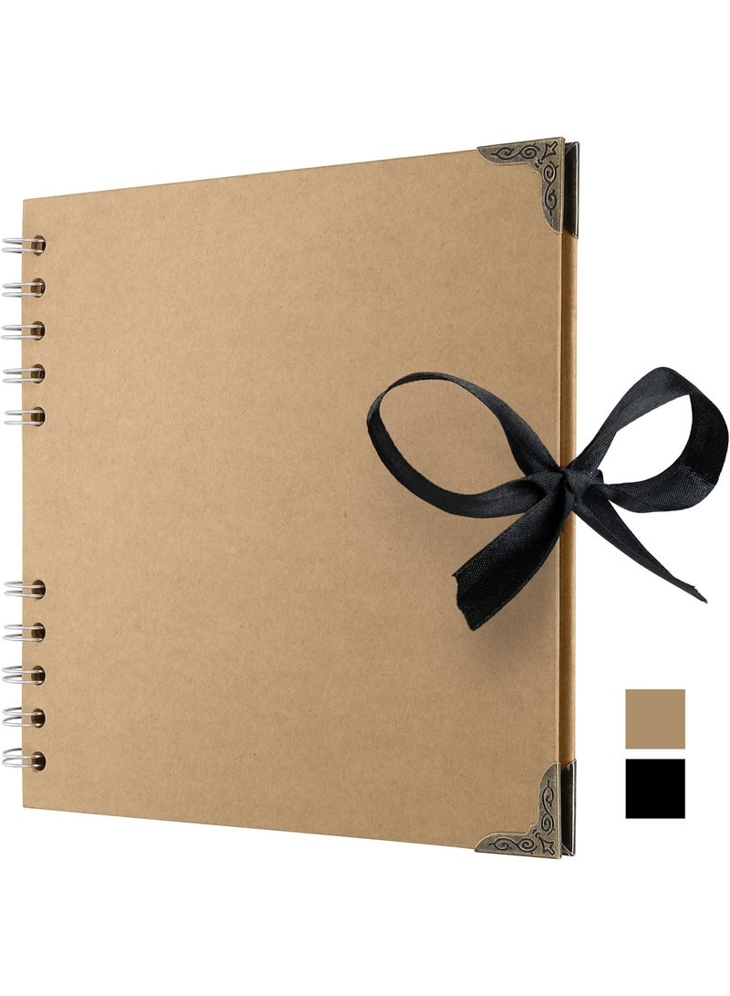 YelaJoy Scrapbook Album 60 Pages (8 X 8 Inch) Brown Thick 200gsm Kraft Paper, Photo Album Scrapbook, Memory Book - Ideal for Your Scrapbooking Albums Art & Craft Projects - Image 1