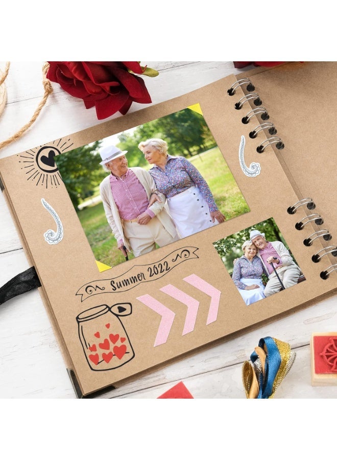YelaJoy Scrapbook Album 60 Pages (8 X 8 Inch) Brown Thick 200gsm Kraft Paper, Photo Album Scrapbook, Memory Book - Ideal for Your Scrapbooking Albums Art & Craft Projects - Image 4