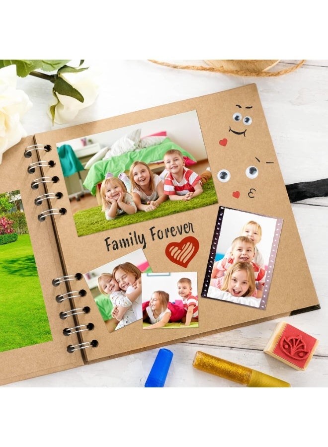 YelaJoy Scrapbook Album 60 Pages (8 X 8 Inch) Brown Thick 200gsm Kraft Paper, Photo Album Scrapbook, Memory Book - Ideal for Your Scrapbooking Albums Art & Craft Projects - Image 5